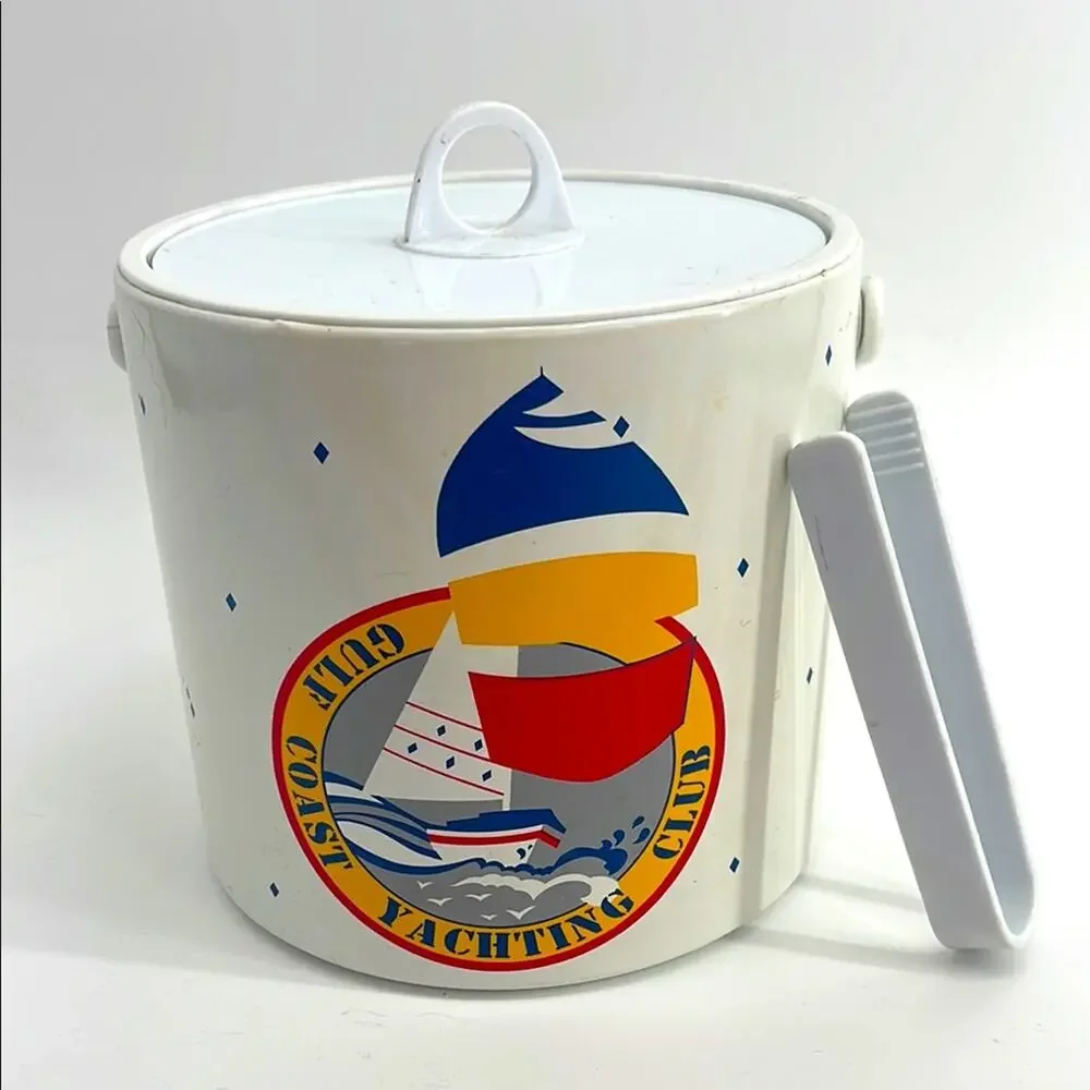 Vintage MCM Gulf Coast Yachting Club insulated barware handle ice bucket